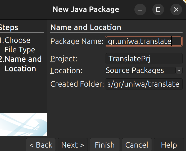 Βήμα 9: Package name